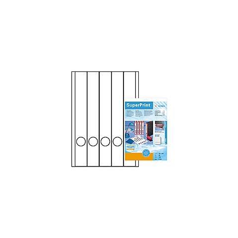 File labels white 38x297 SuperPrint 125 pcs. , Bianco, Labels / pack - 125 pcs. Sheets / pack - 25 pcs, 38 x 297 mm, A4 sheets, opaque, for file folder - Foto 1