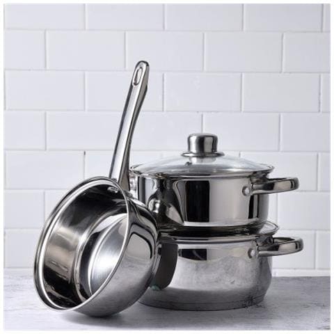 Batteria Da Cucina 2 Pentole E Tegame Acciaio Inox Fondo Alto 2 Coperchi Vetro - Foto 7