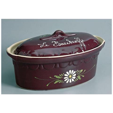 Terrina Ovale 40cm Decoro Melanzane Fiori Bianchi - 134aub7 - Foto 1