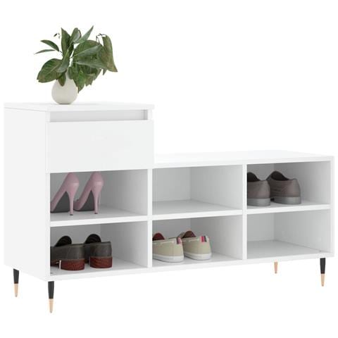 Scarpiera Bianca 102x36x60 Cm In Legno Multistrato - Foto 2