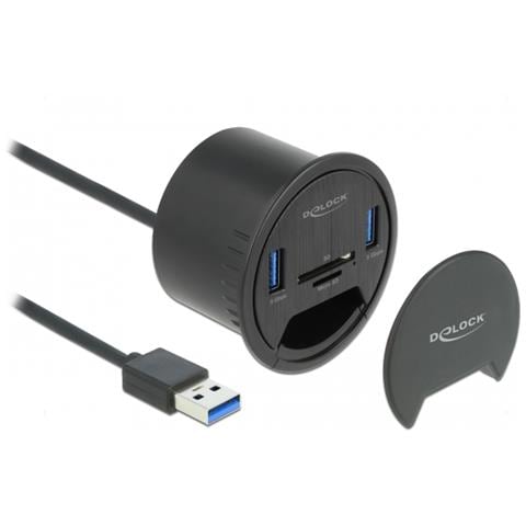 2 Port Tisch-Hub 2 x SuperSpeed USB Typ-A und Card Reader für SD und Micro - Foto 1