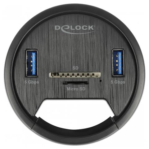 2 Port Tisch-Hub 2 x SuperSpeed USB Typ-A und Card Reader für SD und Micro - Foto 2