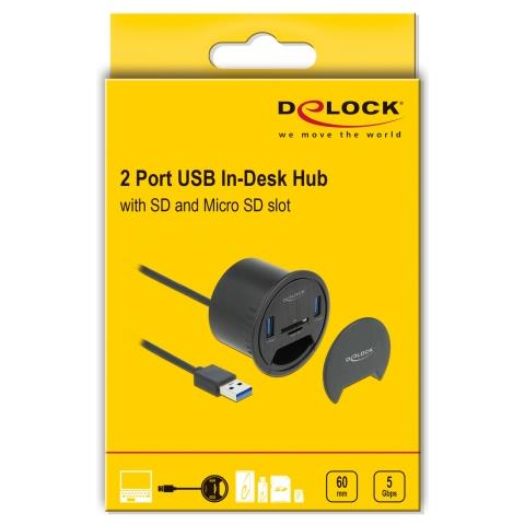 2 Port Tisch-Hub 2 x SuperSpeed USB Typ-A und Card Reader für SD und Micro - Foto 3