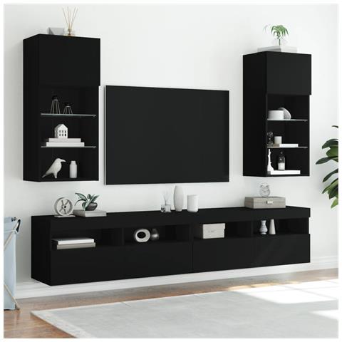 Mobile Tv Con Luci Led Nero 40,5x30x90 Cm - Foto 3