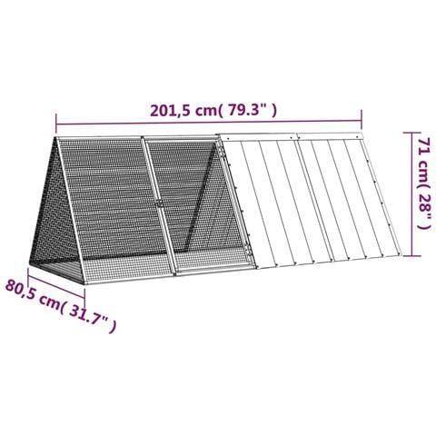 Gabbia Per Conigli Grigio 201,5x80,5x71 Cm Acciaio Zincato - Foto 6