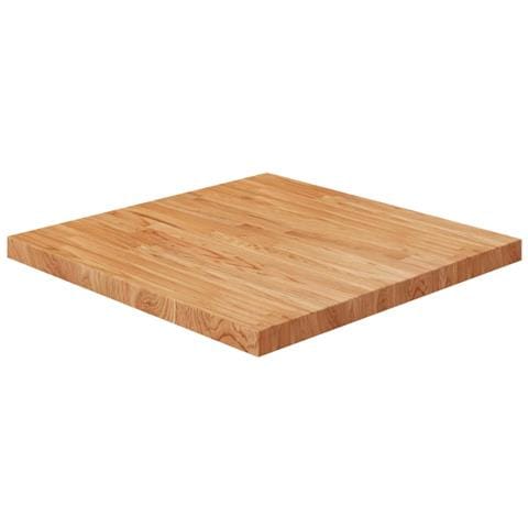 Piano Tavolo Quadrato Marrone Chiaro 70x70x4cm Rovere Trattato - Foto 1