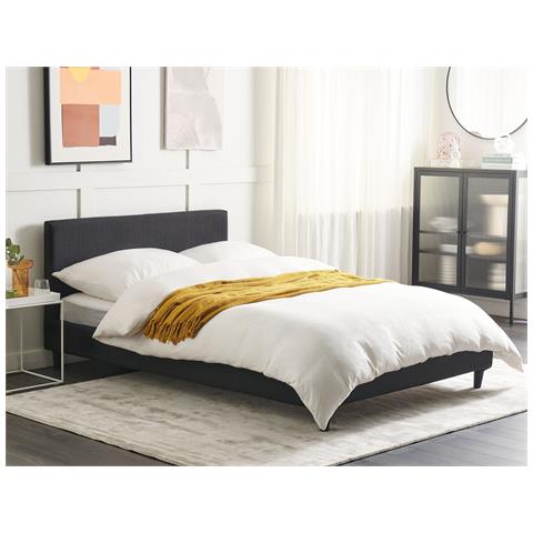 Letto Tessuto Fitou 140 X 200 Cm Nero - Foto 1