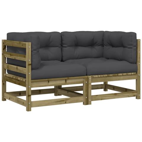 Divani Angolari Da Giardino Cuscini 2pz Legno Impregnato Pino - Foto 2