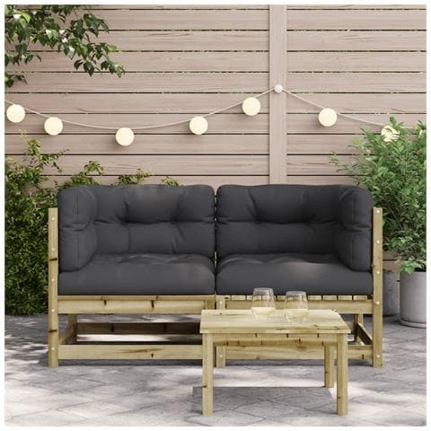 Divani Angolari Da Giardino Cuscini 2pz Legno Impregnato Pino - Foto 3