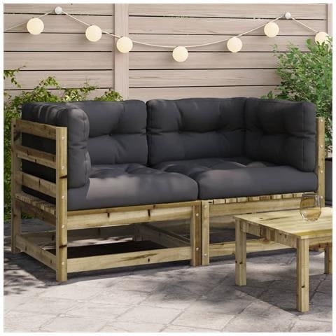 Divani Angolari Da Giardino Cuscini 2pz Legno Impregnato Pino - Foto 1