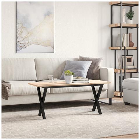 Tavolino Salotto Telaio A X 110x40x45cm Massello Pino E Ghisa - Foto 3