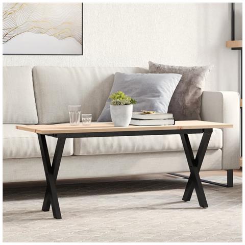 Tavolino Salotto Telaio A X 110x40x45cm Massello Pino E Ghisa - Foto 1