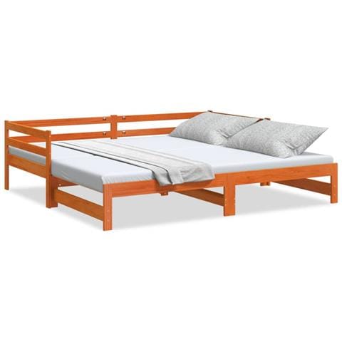 Divano Con Letto Estraibile Marrone Cera 90x200cm Massello Pino - Foto 12