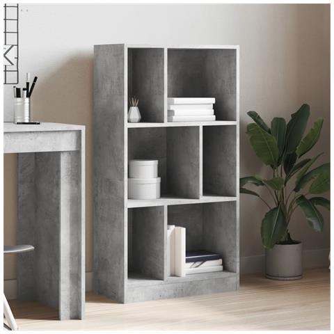 Libreria Grigio Cemento 57x28,5x107,5 Cm In Legno Multistrato - Foto 3