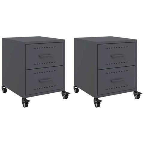 Comodini 2 pz Antracite 36x39x43,5 cm in Acciaio - Foto 1