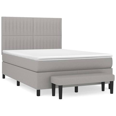 Giroletto A Molle Con Materasso Grigio Chiaro 140x200cm Tessuto - Foto 1