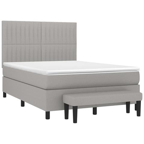 Giroletto A Molle Con Materasso Grigio Chiaro 140x200cm Tessuto - Foto 2
