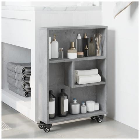 Carrello Stretto Grigio Cemento 48x13x68 Cm In Truciolato - Foto 3