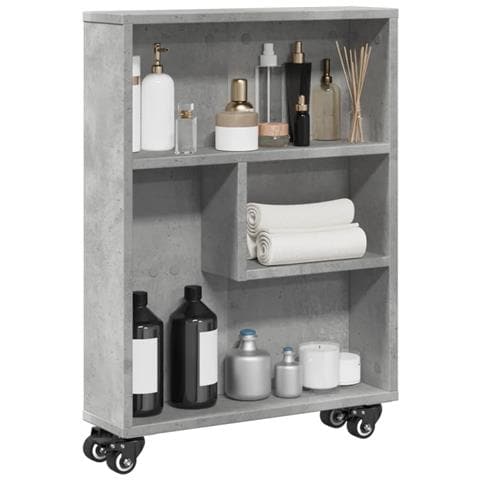 Carrello Stretto Grigio Cemento 48x13x68 Cm In Truciolato - Foto 1