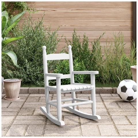 Sedia A Dondolo Per Bambini Bianca In Legno Massello Di Pioppo - Foto 3