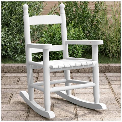 Sedia A Dondolo Per Bambini Bianca In Legno Massello Di Pioppo - Foto 1