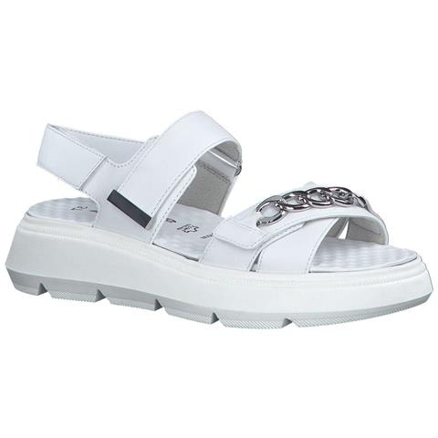 White Elegant Open Sandals Sandali Pelle Scarpe Donna Bianco Eu 37, 1-28229-20 100 - Foto 2