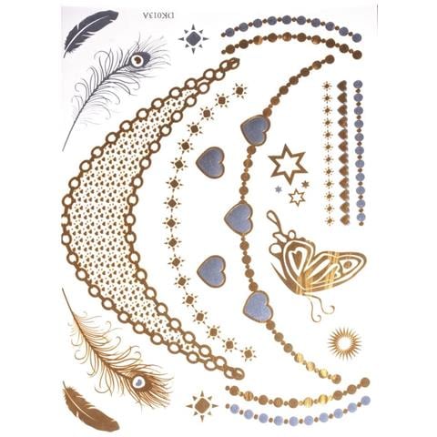 Tatuaggio Metallizzato 14x21 Cm Oro Argento Nero - Foto 1