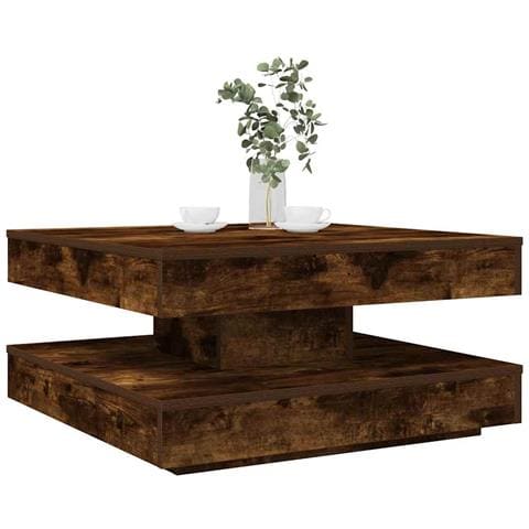 Tavolino Da Caffè Girevole A 360 Gradi Rovere 70x70x34,5 Cm - Foto 1