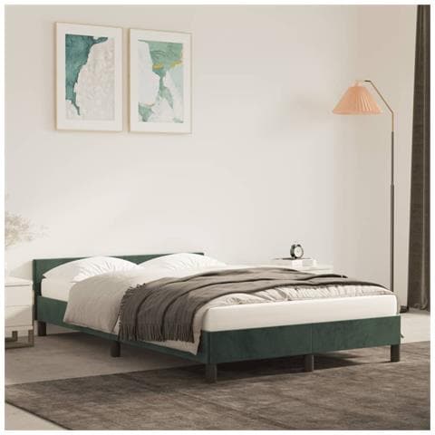 Giroletto Senza Materasso Verde Scuro 120x190 Cm Velluto - Foto 1