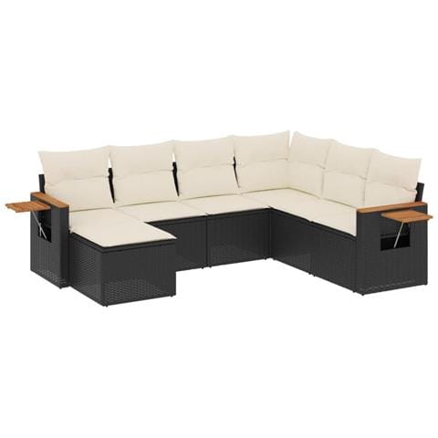 Set Divani Da Giardino Con Cuscini 7pz Nero Polyrattan - Foto 2