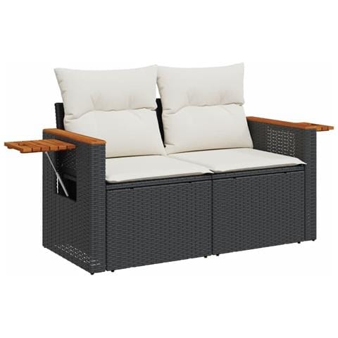 Set Divani Da Giardino Con Cuscini 7pz Nero Polyrattan - Foto 3