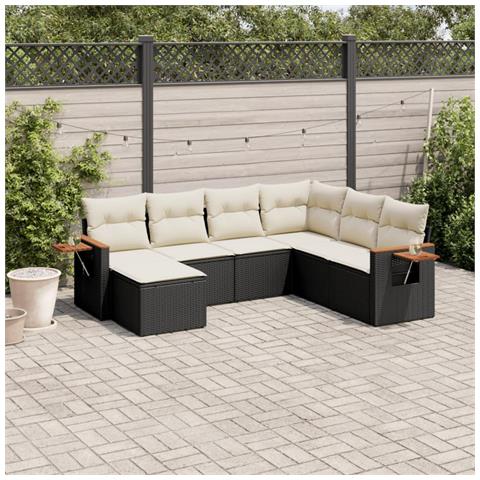 Set Divani Da Giardino Con Cuscini 7pz Nero Polyrattan - Foto 1