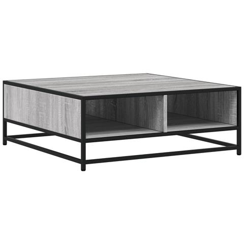 Tavolino Grigio Sonoma 80x80x30 Cm In Truciolato E Metallo - Foto 2