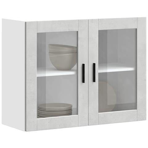 Pensile Da Cucina Con Porta In Vetro Porto Grigio Cemento - Foto 1