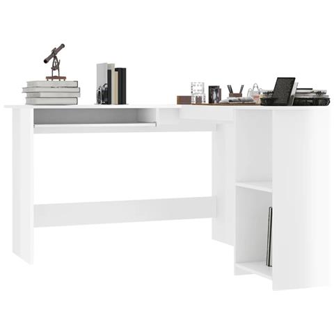 Lusso Casadino - Scrivania Angolare A L Bianco Lucido 120x140x75cm Multistrato - Foto 2