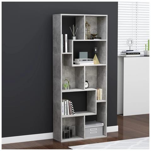 Lusso Casadino - Libreria Grigio Cemento 67x24x161 Cm In Legno Multistrato - Foto 8