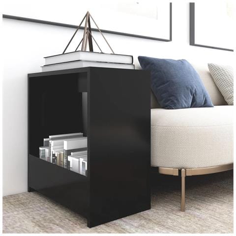 Tavolino Nero 50x26x50 Cm In Legno Multistrato - Foto 7