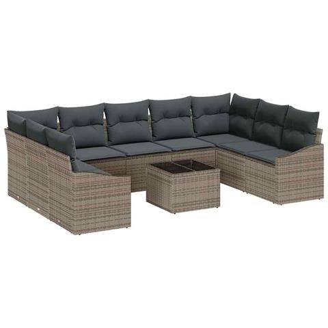 Set Divano da Giardino da 9 Pezzi con Cuscini Rattan Polietilene Nero - Foto 1