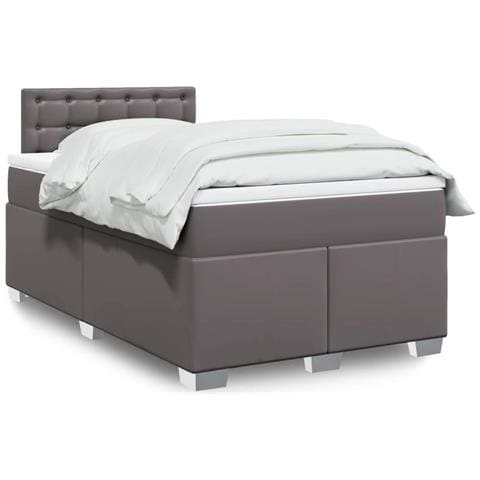 Giroletto a Molle con Materasso Grigio 120x190 cm in Similpelle - Foto 2