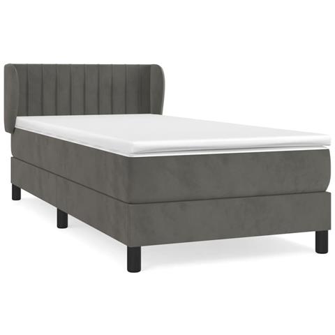 Giroletto a Molle con Materasso Grigio Scuro 80x200 cm Velluto - Foto 1