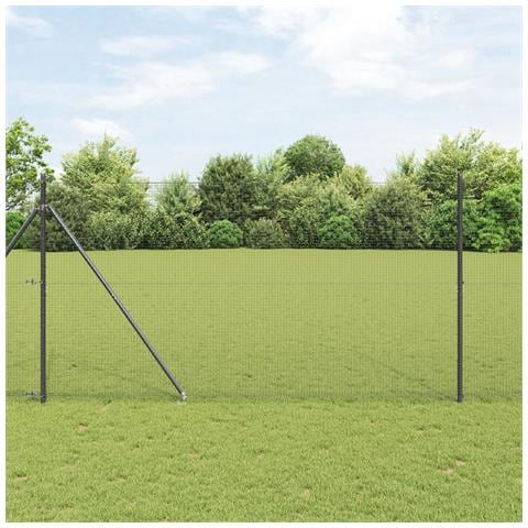 Set di Posti per Recinzione Set di 2 Grigio Metallo 25 x 1,5 m - Foto 2
