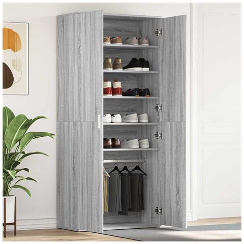 Mobile per scarpe Grigio 80 x 39 x 180 cm Legno multistrato - Foto 2