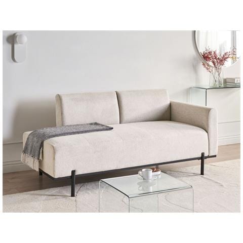 Chaise Longue Savasse Lino Sintetico Beige Chiaro - Foto 1