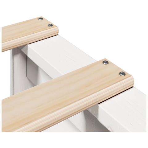 Giroletto con Testiera Bianco 120x190 cm Legno Massello di Pino - Foto 9