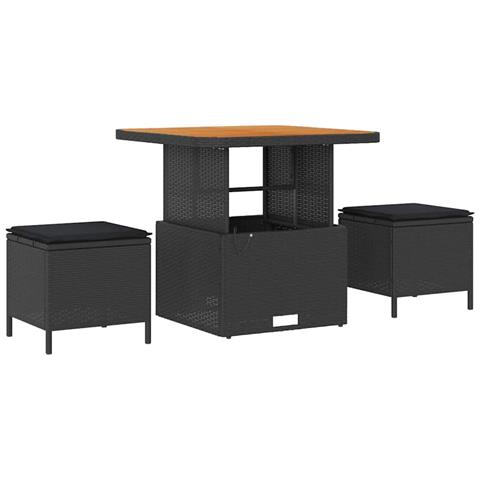 Set Divano da Giardino con cuscino 12 pcs Nero 80 x 80 x 71 cm - Foto 1