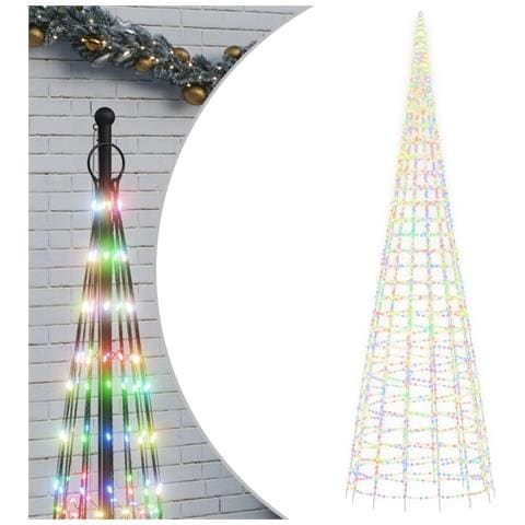 Albero di Natale a LED su Pennone 3000 LED Colorati 800 cm - Foto 1