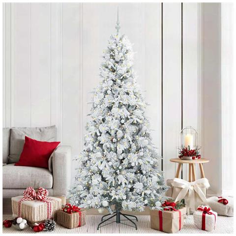 Albero di Natale Artificiale con Rami Pieghevoli Bianco 210 cm - Foto 2