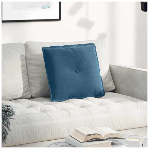 Cuscino per Schiena Blu 50 x 45 cm Tessuto in Cords - Foto 2