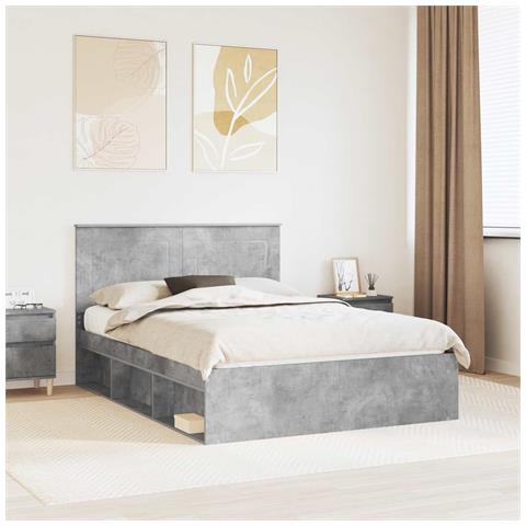 Struttura del letto Calcestruzzo 140 x 190 cm Pino massello - Foto 2