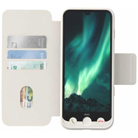 Custodia Folio Per Aurora A30 Con 3 Scomparti Per Carte E Chiusura Magnetica, Bianco - Foto 2